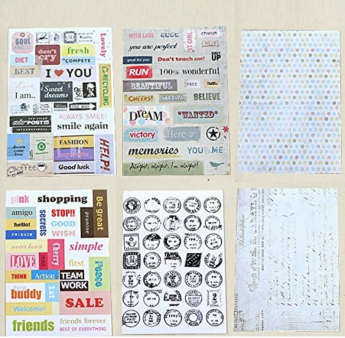 Dadacrafts 6 Sheets 5.7 x 3.94 Inch Decorative Art Fonts Words Stickers Sets for Scrapbooking Binder Planner Photo Album