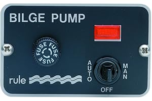 Rule 42 3-Way Panel Lighted Pump 24/32V DC Switch Toggle, Beige, 3-1/4" L x 2" W