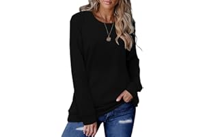 onlypuff Womens Long Sleeve T Shirts Pullover Sweaters Casual Loose Fit Shirts Blouses