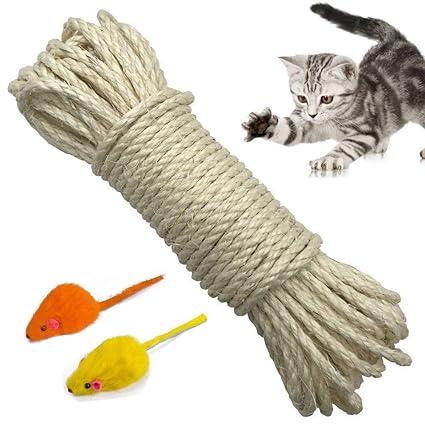 Yangbaga Sisalseil für Kratzbaum 6mm Ersatz Alte DIY Zubehör String Ideal für Den Austausch Katze Baum Griffoir (10 m, Weiß)