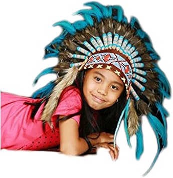 Karmabcn N32 Indischer Kopfschmuck Fur 5 Bis 8 Jahre Altes Kind Kinder Hut Warbonnet Feder Kopfschmuck Amazon De Spielzeug