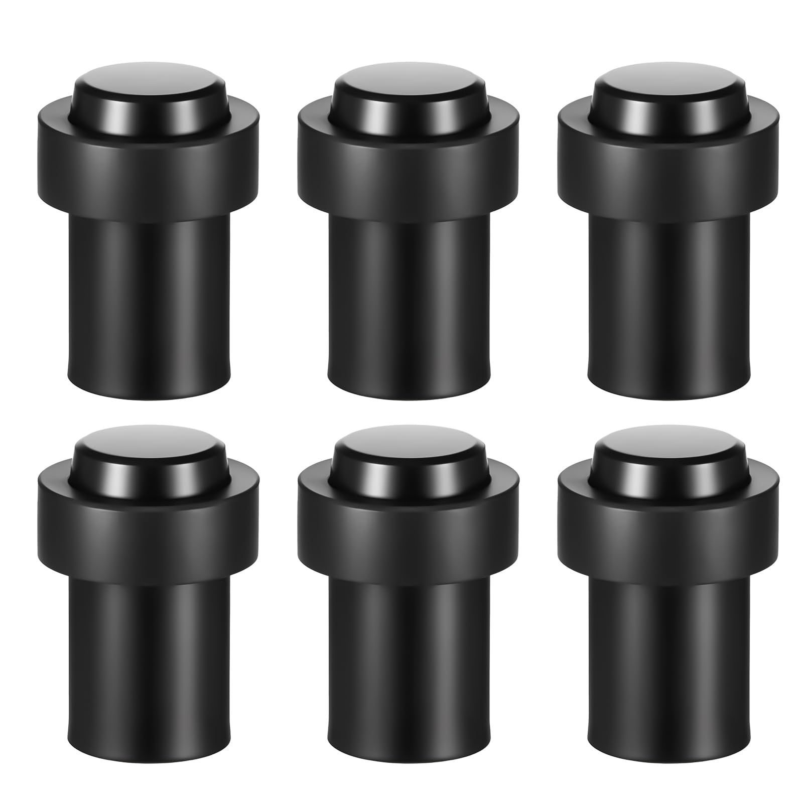 Photo 1 of 6 Pack Door Stopper Mounted Floor Stops Stainless Steel Cylindrical Stopper Modern Decorative Rubber Bumper Stops Holder Wall Protector for Bottom or Top of Door (Black)