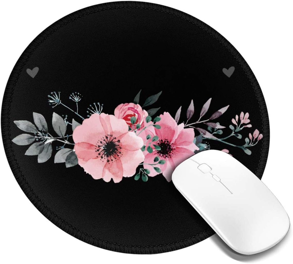 Round Flower Mouse Pad, Roenwen Cute Mouse Mat with Design