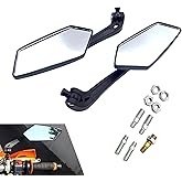 Hugwits 2 PCS Universal Motorcycle Rear View Mirrors with Installation Bolts, Convex Handlebar Mount Side Mirror Compatible with Scooter, ATV, Dirt Bike and Cruiser (Black)