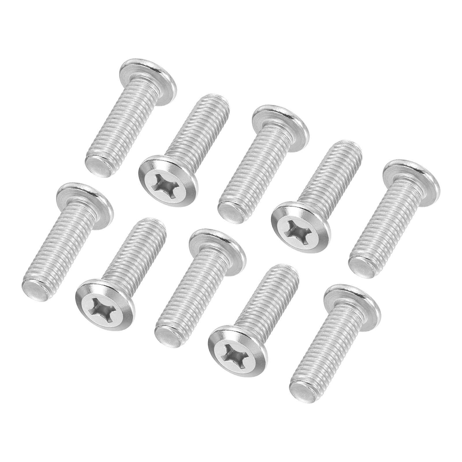 PATIKIL Flat Round Head Phillips Screws, 16 Pack M8-1.25 x 25mm Binding Screws 304 Stainless Steel 18-8 Full Thread, Phillips Drive Machine Screw Furniture Screw Connector Bolts