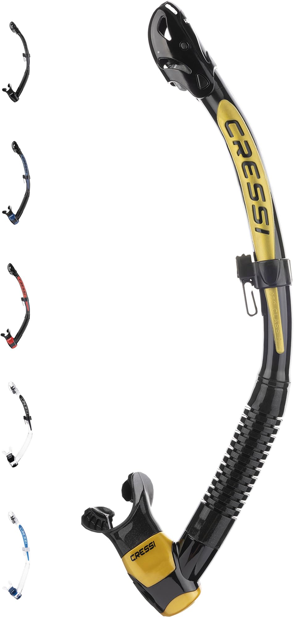 Cressi Itaca Ultra Dry Snorkel - Snorkel Dry for Free Diving and Snorkeling, Black/Gold, One Size, Unisex Adult