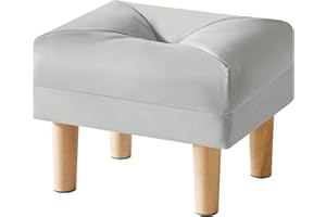 YMYNY Small Footstool Ottoman, Faux Leather Footrest with Sponge Padded Seat, Step Stool for Sofa, Bedroom, Living Room, Entryway, Modern Change Shoes Stool 15.75" D × 11.42" W×12.6" H Gray UHBD040G