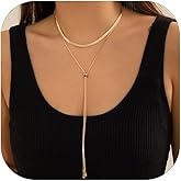 IQPDYV Gold Snake Chain Necklace for Women Drawable Thin Necklace Double Layered Necklace Minimalist Jewelry Gifts for Women