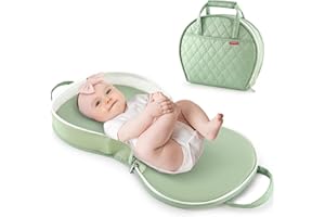Amenpoki Portable Waterproof Leather Diaper Changing Pad Compact for Travel Diaper Bag, Easy Clean, Newborn Baby, Green