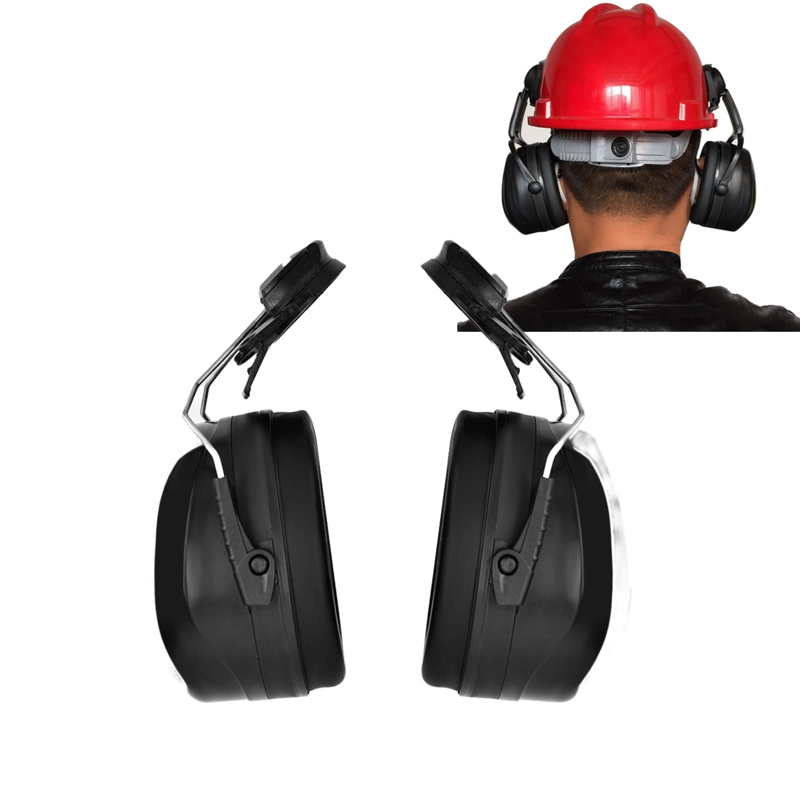 Soundproof Earmuffs High Density Sponge Anti-noise Soundproof Earing Protection Hard Hat Soundproof Earmuffs for Most Industrial Safety Helmets