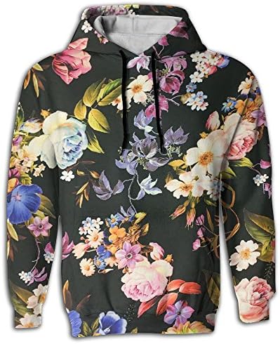 Silk Crepe With Tropical Florals BTS Hoodie Vintage Drawstring Sweat Shirts For Men