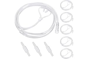 AHHALFFY 5 Pack Cannula Nasal 4 FT Super Soft Nasal Cannula Tubing for Oxygen Nose Tubing - High Flow, Kink Resistant, Highly Visible, Lightweight Tubing with 3 Pack Oxygen Tubing Connector