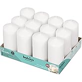 BOLSIUS 12 White Pillar Candles Bulk - 2.3 x 4.7 Inches Unscented Candle Set - 33 Hours Clean Burning - No Palm Oil - 0% Animal Fat - Premium European Quality - Party, & Special Occasion Candles