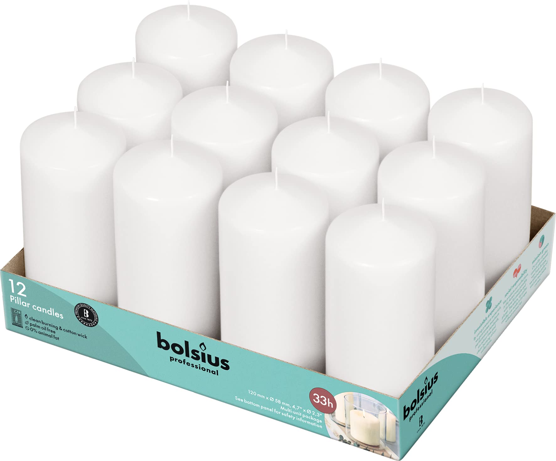 Bolsius Basic Candles for Decoration, Ceramic, White, Dimensions Cero singolo: Height 11.8 cm, Diameter 5.8 cm