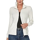 J.Corrine Women's Zip up Sweatshirts Jacket Stand Collar Long Sleeve Athletic Running Track Jacket with Pockets