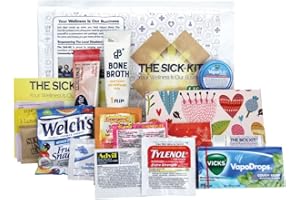 THE SICK-KIT - 15+ Feel Better Essentials for Cold, Flu, Sick Days, Quarantine & Surgery Recovery - The Original Wellness Box - Get Well Soon Gift Set Baskets - Light Care Package 16 pc