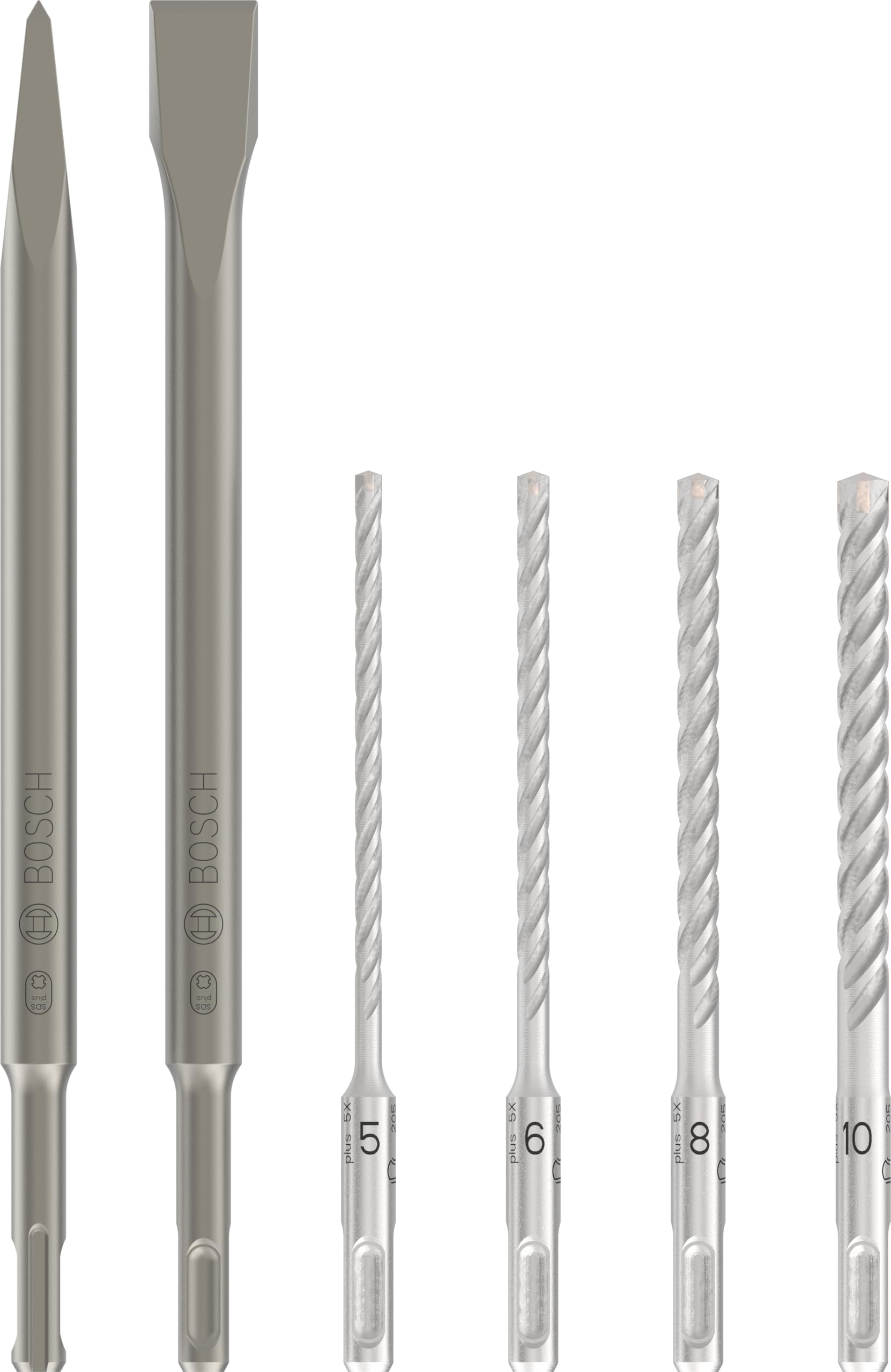 Bosch Professional 6 Piece SDS plus-5 hammer drill and chisel set (for concrete and masonry, accessories battery hammer drill).