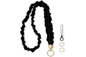 WEESMILE Stretchy Scrunchie Lanyard for ID Badges – Cute Neck Lanyard for Keys | Retractable Keychain Holder for Women