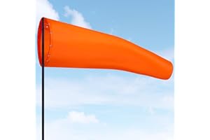 Shimeyao 1 Pcs 18 x 60 Inches Heavy-Duty 420d Nylon Windsock UV & Weather Resistant Wind Sock for Outside with Dual Swivel Clips for Airport Runway, Helipad, and Industrial Sites