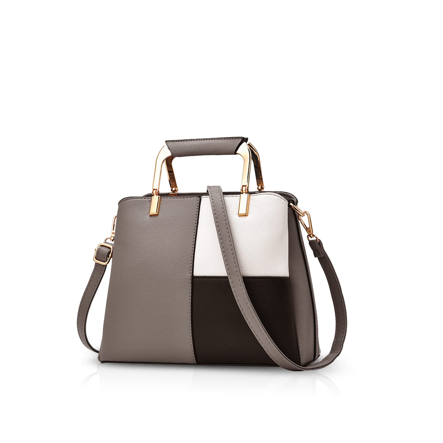 NICOLE&DORIS Women Color Simple Handbags Shoulder Bag Crossbody Messenger Bag Tote Satchel for Lady PU Leather Dark Gray