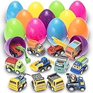 Prextex Toy Filled Easter Eggs Filled with Pull-Back Construction Vehicles