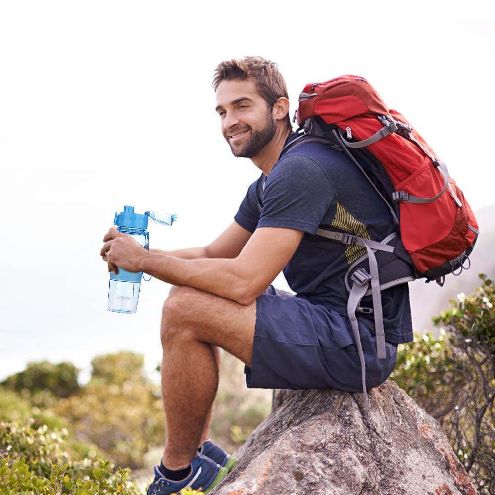 Tinsim 500ML Sport Water Bottle with Blender Ball& Filter, Flip Top Lid & One Click Open & Anti-Slip Grips,BPA Free Infuser Water Bottle for Fitness,Outdoor,Travel,Leakproof & Durable(Blue)