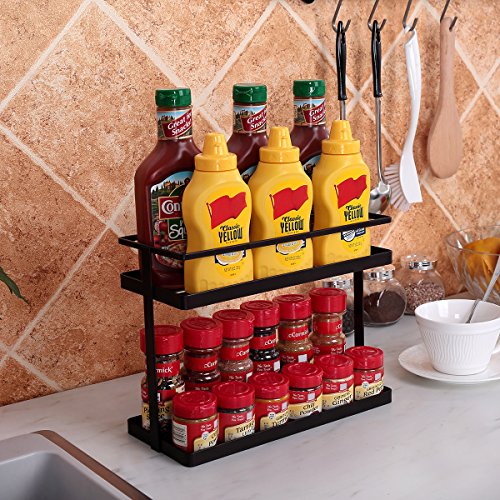 2-Tier Standing Spice Rack GONGSHI Kitchen Cabinet Storage Organizer - Thumbnail 3