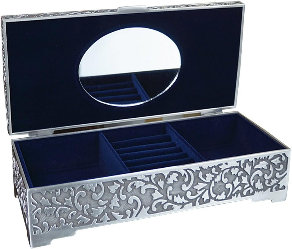 Infinite U Classical European Style Titan Apollo Mysterious Rose Engraving Large Metal Trinket Jewellery Box Antique Silver for Women/Girls