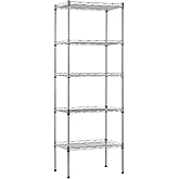 BestOffice 5-Shelf Storage Shelves, Adjustable Shelving Unit Wire Shelving Metal Shelves,11.8" D x 16.7" W x 47.6" H,Chrome