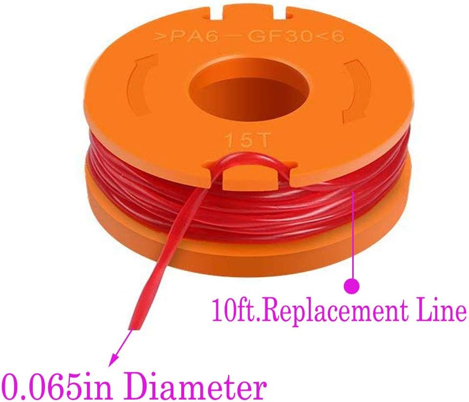 TOPEMAI WA0010 Replacement Trimmer Spool Line 0.065” for Worx WG154 WG163 WG160 WG180 WG175 WG155 WG151 String Trimmer Weed Eater (8 Spools, 2 Caps) : Garden & Outdoor