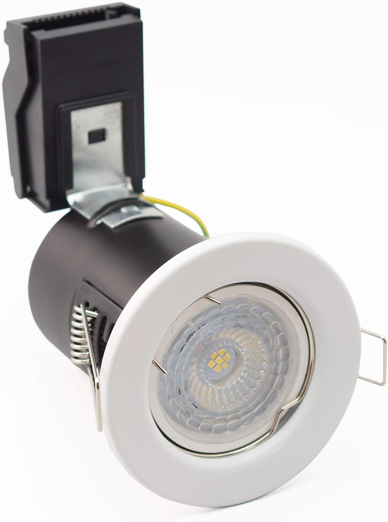 Pack of 10 x Fire Rated 6.5 Watt LEDs Dimmable Downlight in Pressed White in Warm White 3000k