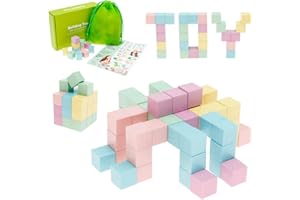 blackonvlm 50pcs Magnetic Blocks，Digit Building Blocks Sensory Toys for Kids Montessori Stacking Toddler Toys，Aged 3 4 5 6 7 