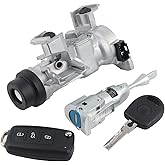 MISIOEK Ignition Switch Lock Cylinder w/Keys (48-Chip 433 Frequency) Compatible with 2003-2013 VW Jetta Golf Rabbit Tiguan Audi A3 TT,1K0905865 1K0905841