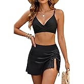 Talisea Womens Bikini Set with Skirt Two Piece High Waisted Swimsuit Criss Cross Top Tummy Control Swim Skirt Bathing Suit