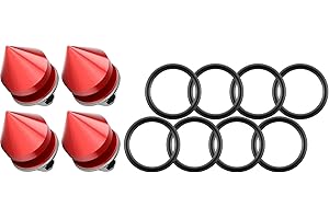 Rolling Gears JDM Bumper Quick Release Front Rear Bumper Fasteners, Spike 4 Piece (Red), 8 x O-Ring