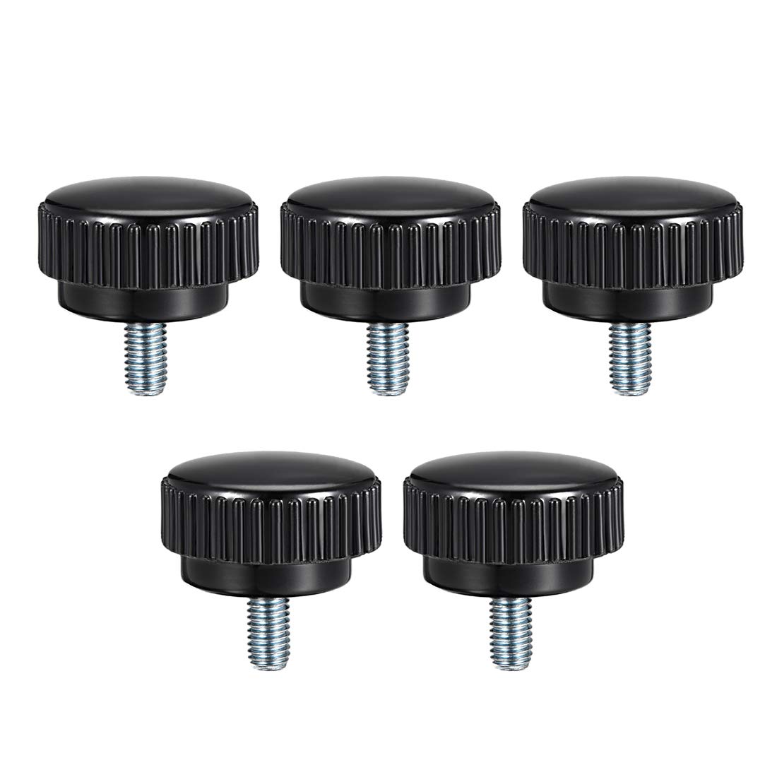 sourcing map M8 x 15mm Metric Male Thread Knurled Clamping Knobs Grip Thumb Screws Plastic Threaded Hand Bolt Knobs Black 5 Pcs