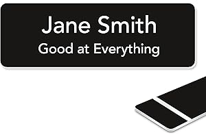 Custom Engraved Name Tag Badges – Personalized Identification with Pin or Magnetic Backing (3x1in, Black - White Text)