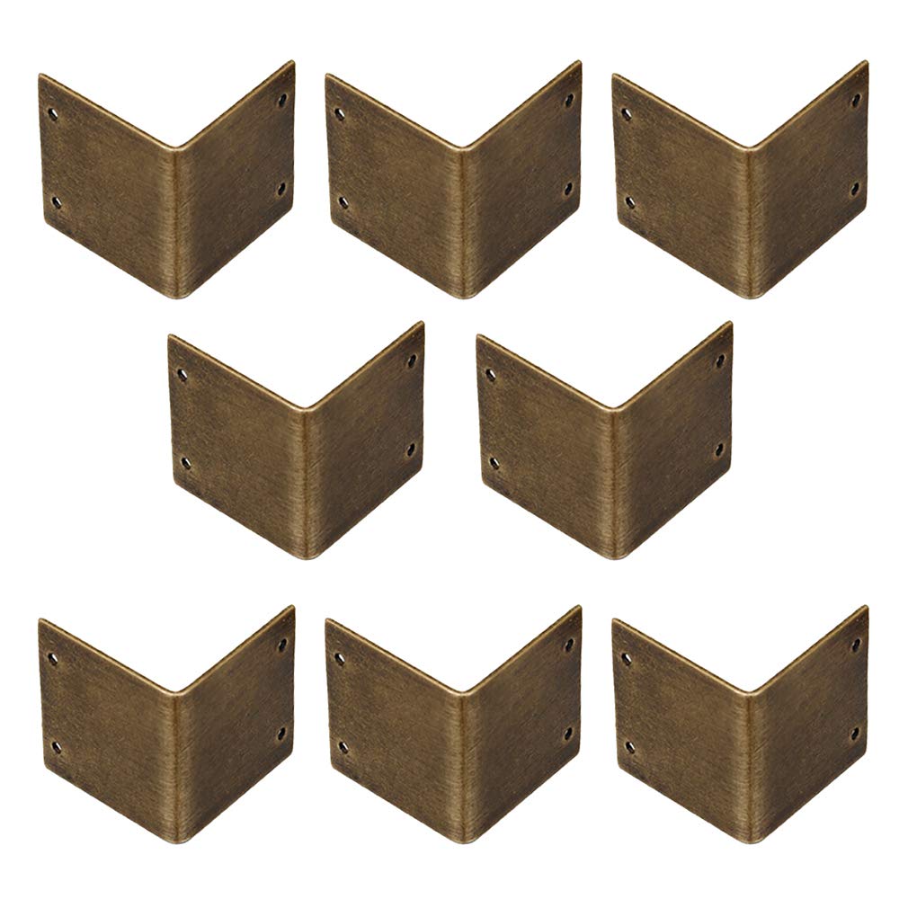 Tiazza 8Pcs Pure Brass 90 Degree Right Angle Corner Protector Corner Braces Camphorwood Box Corner Code Antique Edge Cover (30x30mm)