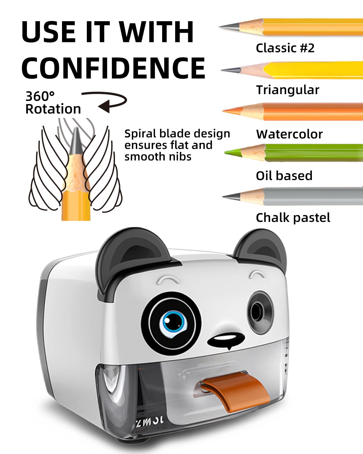 ZMOL Heavy Duty Electric Pencil Sharpener for Classroom, Auto-Stop Cute Pencil Sharpener Plug in for Kids for No.2 / Colored Pencil Sharpeners Plug in