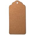 LWR CRAFTS 100 Hang Tags Scalloped Top Rectangle with Jute Twines 100ft (3 3/4" x 1 3/4", Kraft)