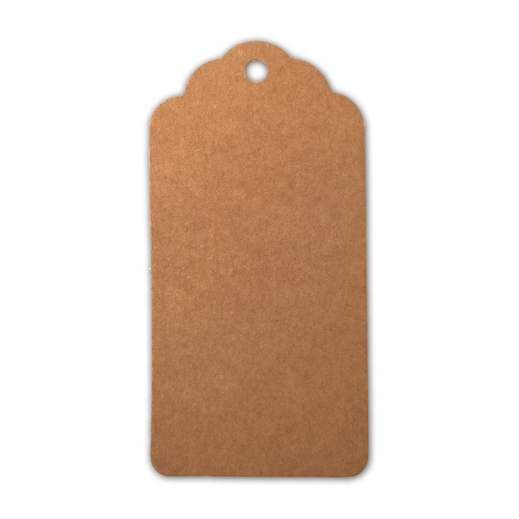 LWR CRAFTS 100 Hang Tags Scalloped Top Rectangle with Jute Twines 30m (9.5cm x 4.5cm, Kraft)