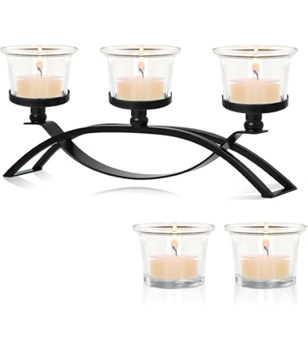 Seraphic Iron Circular Table Centerpiece Candleholder, Black