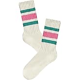 PLZSITDOWN Women Striped Retro Novelty Socks Slouch Socks Athletic Calf Tube Cotton Socks