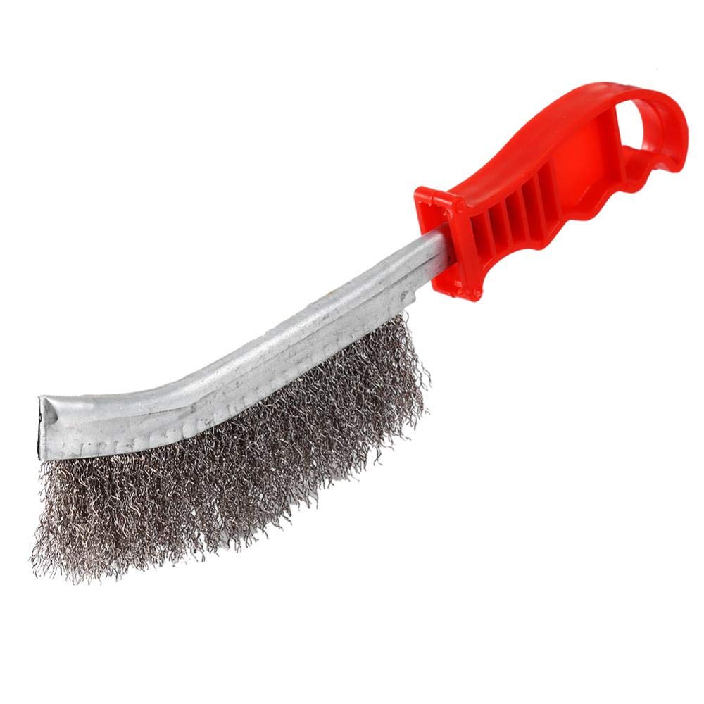 Heavy Duty Wire Hand Brush with Polyurethane Handle, Stainless Steel Wire Scratch Brush Bristles Rust Paint Removal Tool