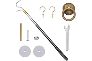 KBIYKUY Attic Pull-Down Hook, Designed As A Replacement for The Attic Pull-Down Cord in The Attic Ladder Pull-Down System Kit, Featuring A 60-Inch Telescoping Rod and A Vintage Copper Door Ring