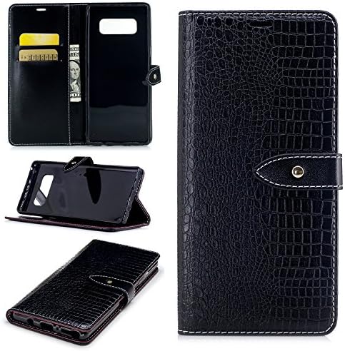 Galaxy Note 8 Case, Note 8 Case, Alligator Crocodile Print Leather Magnetic Closure Flip Folio Wallet Cover Case for Samsung Galaxy Note 8 with Card Slot, Kickstand ( Color : Black )