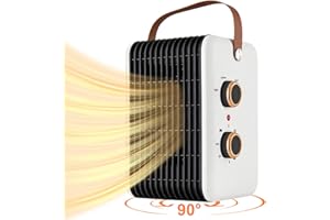 HOUSCLY 1500W Space Heater for Indoor Use PTC Portable Electric Heater Fast Heating Room Small Heater with Thermostat Heating and Fan Modes 90°Oscillation 110V Space Heater for Desk Office Bedroom Bathroom