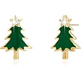 Frigotine Christmas St Patricks Day Stud Earrings for Women, Dainty Sparkly Rhinestone Cute Xmas Holiday Party Outfit Accessories Santa Fashion Jewelry Gift