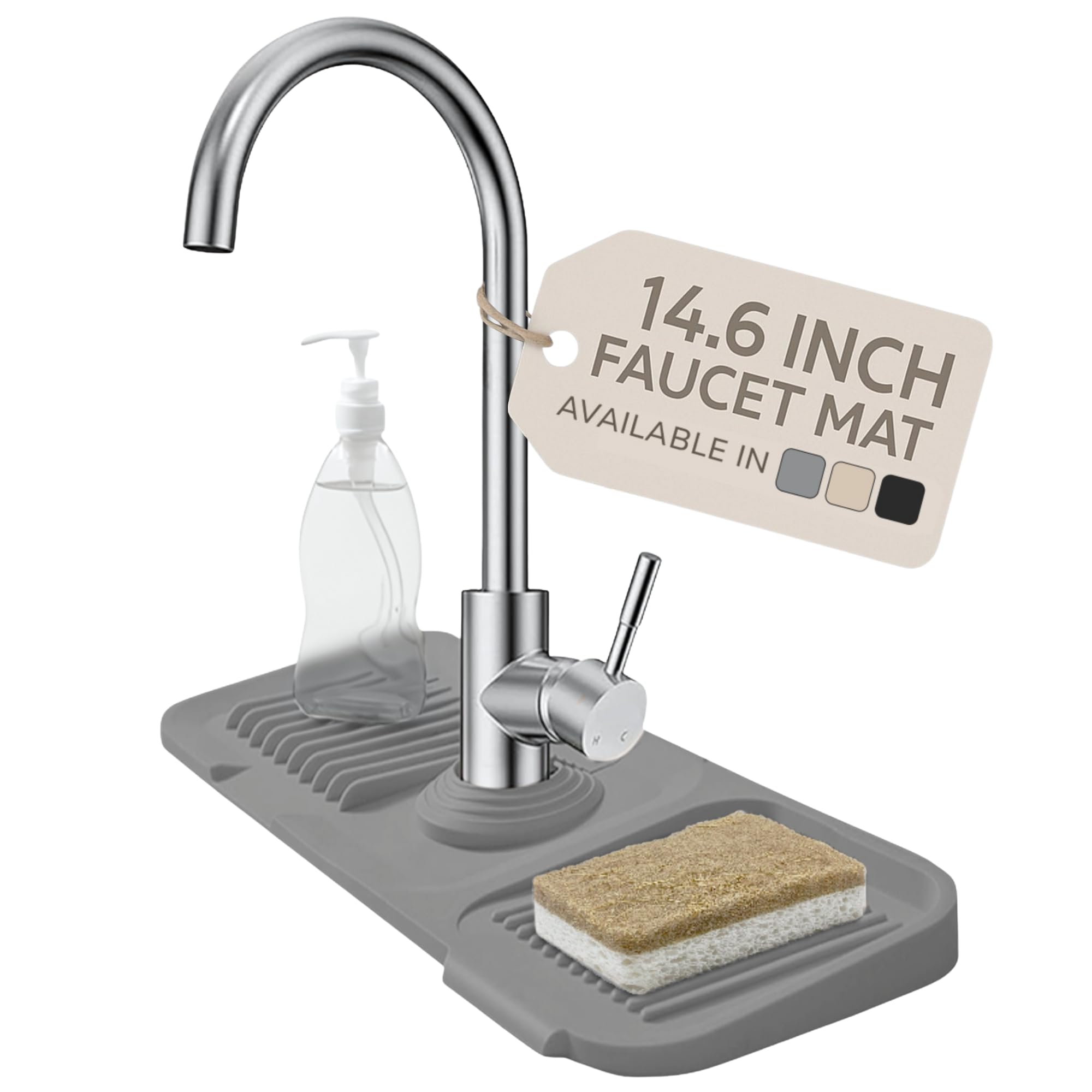 Photo 1 of 14.6” Silicone Faucet Mat For Kitchen Sink, Kitchen Sink Splash Guard Behind Faucet, Kitchen Faucet Mat For Kitchen Sink, Kitchen Sink Faucet Mat Splash Guard and Sink Water Splash Guard (Gray)