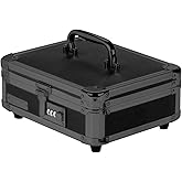 Vaultz Locking Cash Box, Bill &amp; Coin Tray, Combo Lock, 8.5x4x10, Black | Locking cash tray with removable bill and coin tray, combination lock, 8.5 x 4 x 10 inch size, tactical black finish